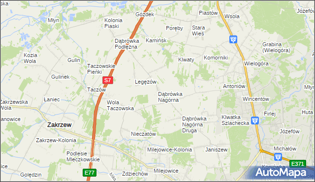 mapa Dąbrówka Nagórna, Dąbrówka Nagórna na mapie Targeo