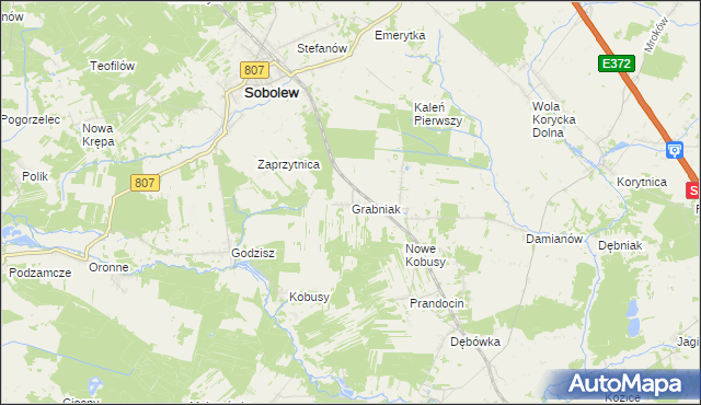 mapa Grabniak gmina Sobolew, Grabniak gmina Sobolew na mapie Targeo