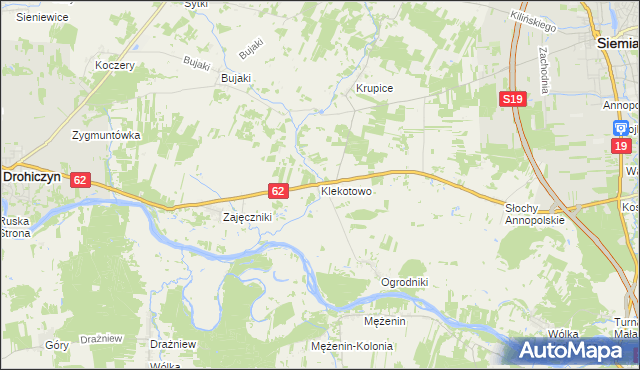 mapa Klekotowo gmina Siemiatycze, Klekotowo gmina Siemiatycze na mapie Targeo