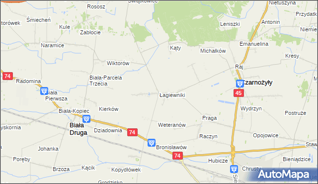 mapa Łagiewniki gmina Czarnożyły, Łagiewniki gmina Czarnożyły na mapie Targeo