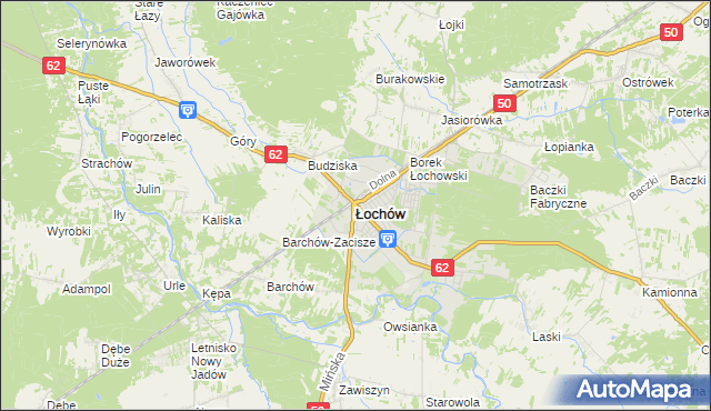 mapa Łochów powiat węgrowski, Łochów powiat węgrowski na mapie Targeo