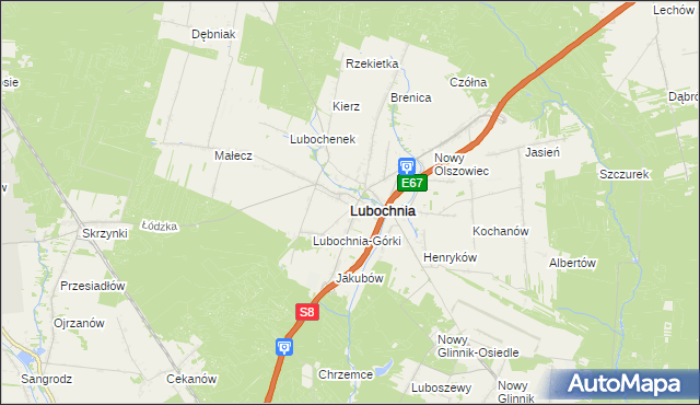 mapa Lubochnia powiat tomaszowski, Lubochnia powiat tomaszowski na mapie Targeo