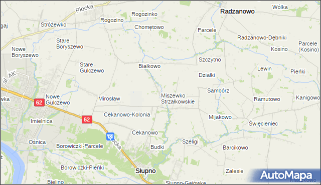 mapa Miszewko Strzałkowskie, Miszewko Strzałkowskie na mapie Targeo