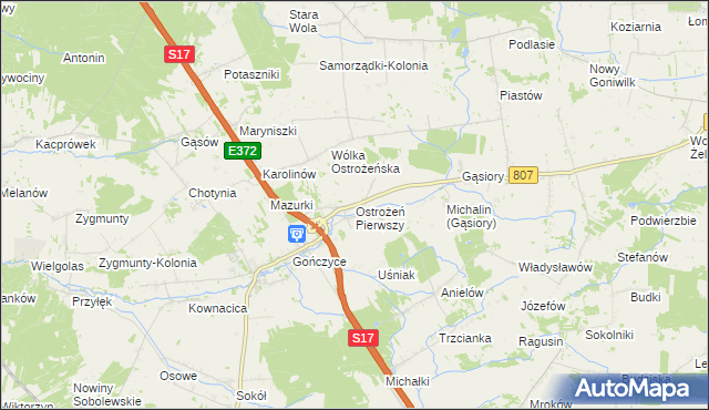 mapa Ostrożeń Pierwszy, Ostrożeń Pierwszy na mapie Targeo