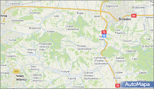 mapa Poręba Spytkowska, Poręba Spytkowska na mapie Targeo