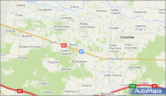 mapa Stare Paprockie Holendry, Stare Paprockie Holendry na mapie Targeo