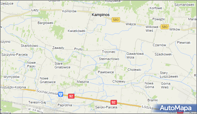 mapa Stelmachowo gmina Leszno, Stelmachowo gmina Leszno na mapie Targeo