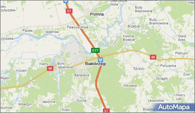 mapa Turno gmina Białobrzegi, Turno gmina Białobrzegi na mapie Targeo