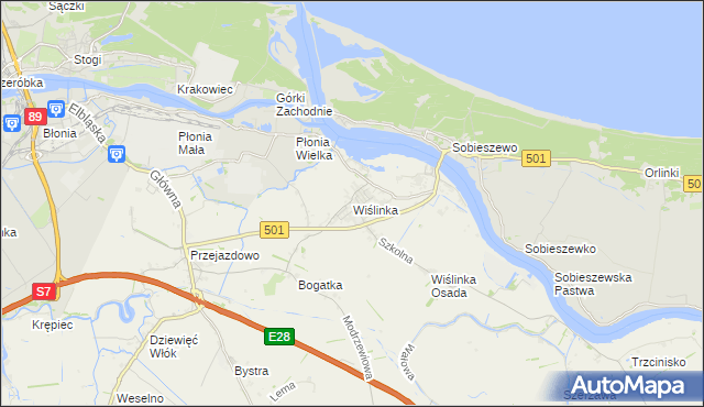 mapa Wiślinka, Wiślinka na mapie Targeo