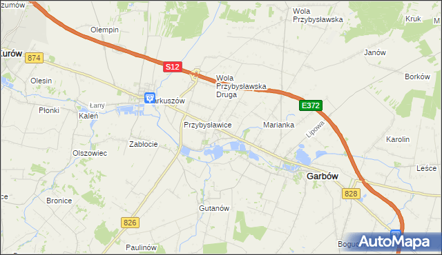 mapa Zagrody gmina Garbów, Zagrody gmina Garbów na mapie Targeo