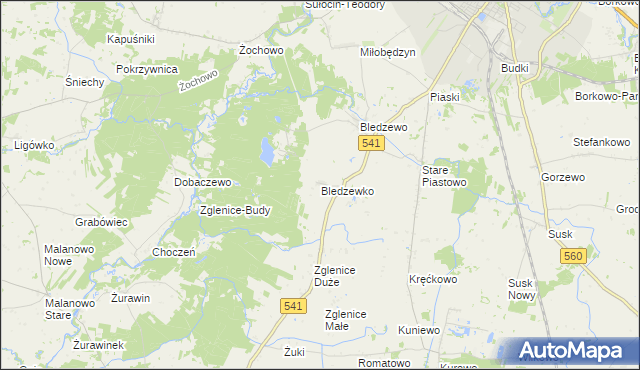 mapa Bledzewko, Bledzewko na mapie Targeo