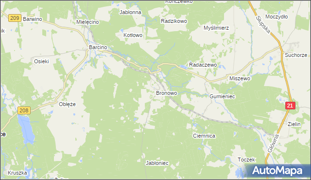 mapa Bronowo gmina Kępice, Bronowo gmina Kępice na mapie Targeo
