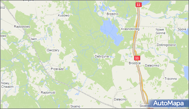 mapa Dębrzyna, Dębrzyna na mapie Targeo
