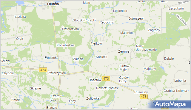 mapa Kociołki gmina Grabica, Kociołki gmina Grabica na mapie Targeo