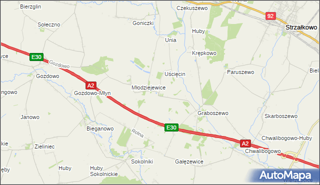 mapa Kościanki gmina Strzałkowo, Kościanki gmina Strzałkowo na mapie Targeo