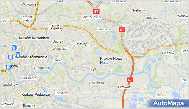 mapa Nowa Huta gmina Kraków, Nowa Huta gmina Kraków na mapie Targeo