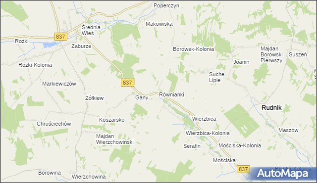 mapa Równianki, Równianki na mapie Targeo