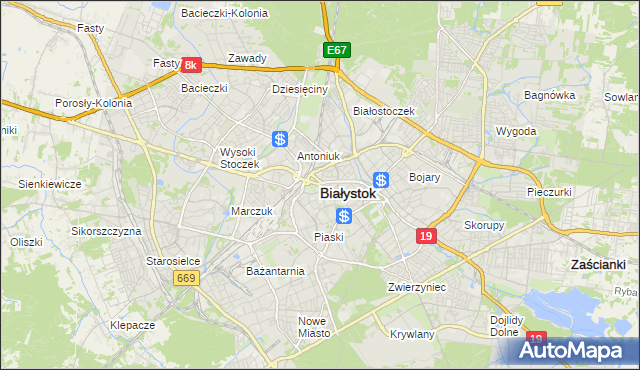 mapa Białegostoku, Białystok na mapie Targeo