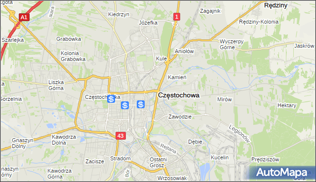 mapa Częstochowy, Częstochowa na mapie Targeo