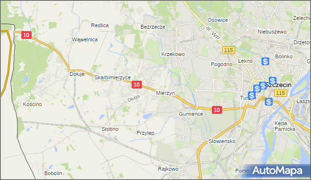 mapa Mierzyn gmina Dobra (Szczecińska), Mierzyn gmina Dobra (Szczecińska) na mapie Targeo