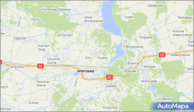 mapa Kłudno gmina Wieniawa, Kłudno gmina Wieniawa na mapie Targeo