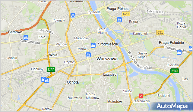 mapa Warszawy, Warszawa na mapie Targeo