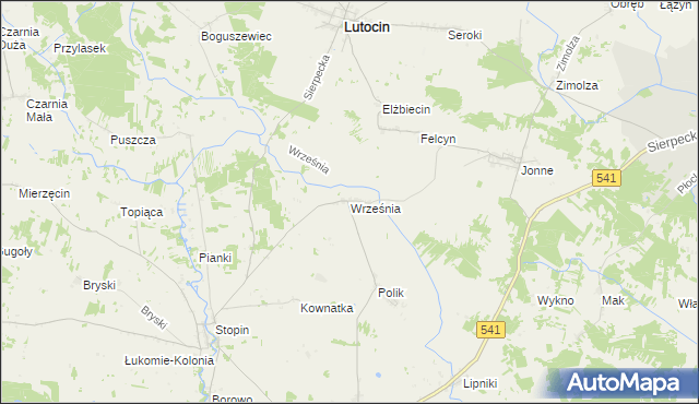 mapa Września gmina Rościszewo, Września gmina Rościszewo na mapie Targeo