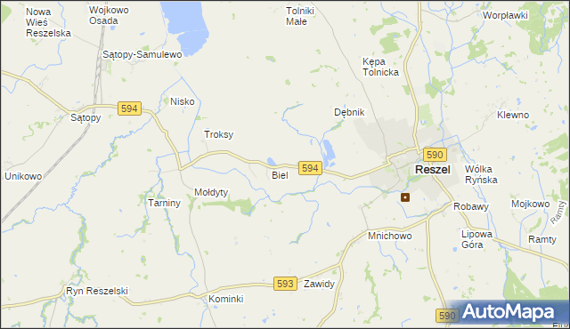 mapa Czarnowiec gmina Reszel, Czarnowiec gmina Reszel na mapie Targeo