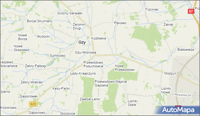 mapa Przewodowo-Parcele, Przewodowo-Parcele na mapie Targeo