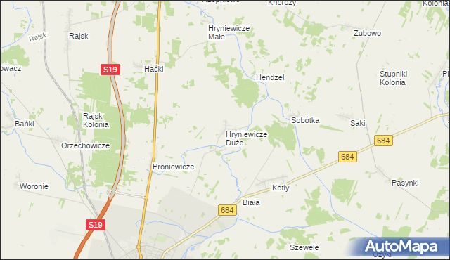 mapa Hryniewicze Duże, Hryniewicze Duże na mapie Targeo