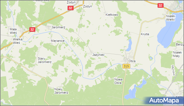 mapa Jażyniec, Jażyniec na mapie Targeo