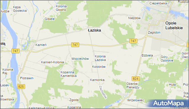 mapa Kolonia Łaziska gmina Łaziska, Kolonia Łaziska gmina Łaziska na mapie Targeo