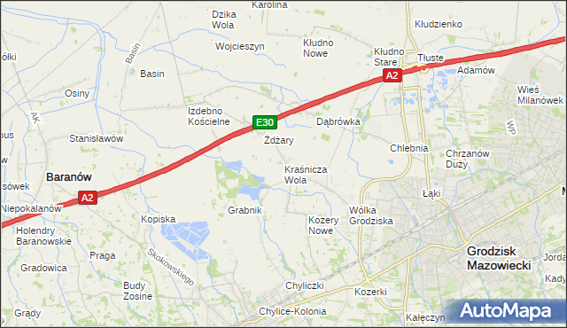 mapa Kraśnicza Wola, Kraśnicza Wola na mapie Targeo