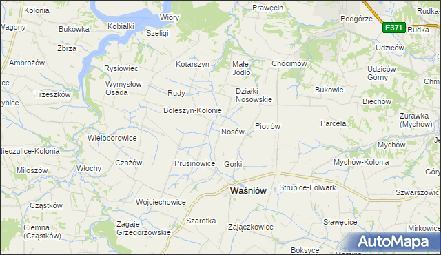 mapa Nosów gmina Waśniów, Nosów gmina Waśniów na mapie Targeo