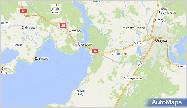 mapa Okartowo-Tartak, Okartowo-Tartak na mapie Targeo