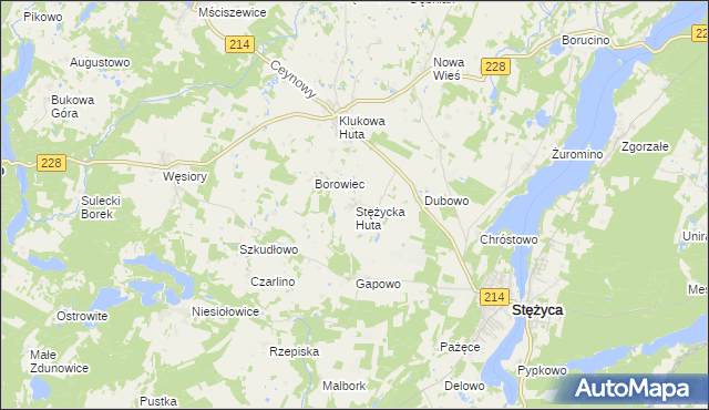 mapa Stężycka Huta, Stężycka Huta na mapie Targeo