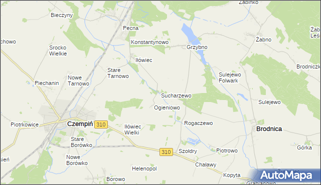 mapa Sucharzewo gmina Brodnica, Sucharzewo gmina Brodnica na mapie Targeo