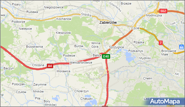 mapa Balice gmina Zabierzów, Balice gmina Zabierzów na mapie Targeo