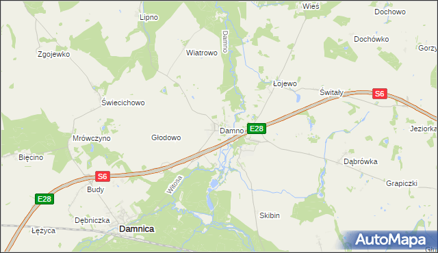 mapa Damno, Damno na mapie Targeo