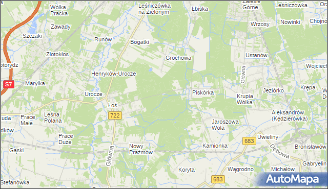 mapa Łoś Gajówka, Łoś Gajówka na mapie Targeo