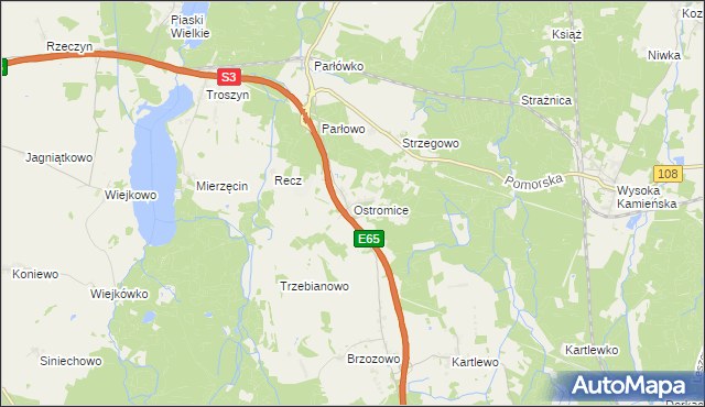 mapa Ostromice, Ostromice na mapie Targeo
