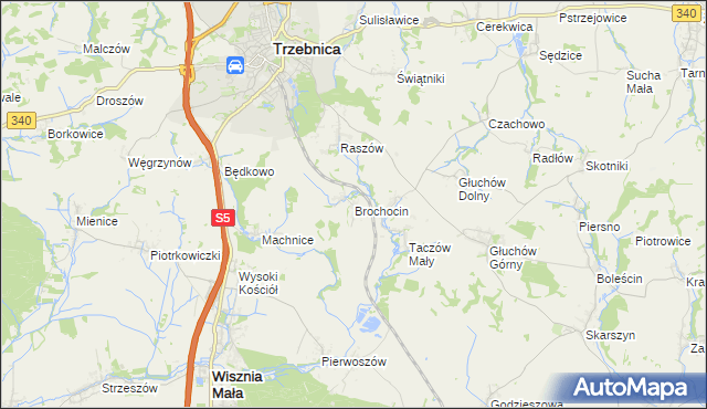 mapa Brochocin gmina Trzebnica, Brochocin gmina Trzebnica na mapie Targeo