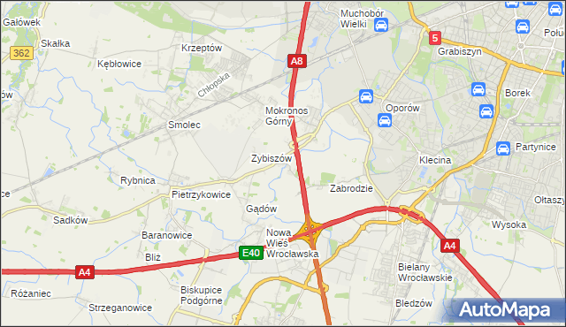 mapa Cesarzowice gmina Kąty Wrocławskie, Cesarzowice gmina Kąty Wrocławskie na mapie Targeo