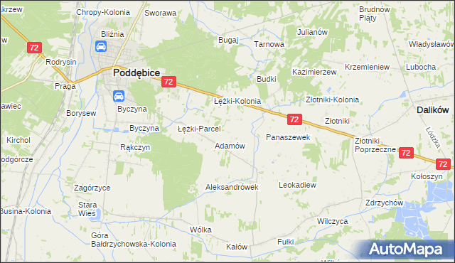 mapa Ciężków gmina Poddębice, Ciężków gmina Poddębice na mapie Targeo