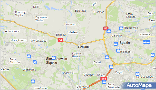 mapa Czeladź, Czeladź na mapie Targeo