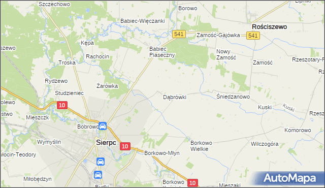 mapa Dąbrówki gmina Sierpc, Dąbrówki gmina Sierpc na mapie Targeo