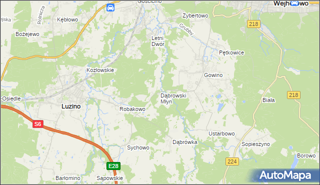 mapa Dąbrowski Młyn, Dąbrowski Młyn na mapie Targeo