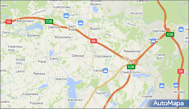 mapa Dobrzewino, Dobrzewino na mapie Targeo