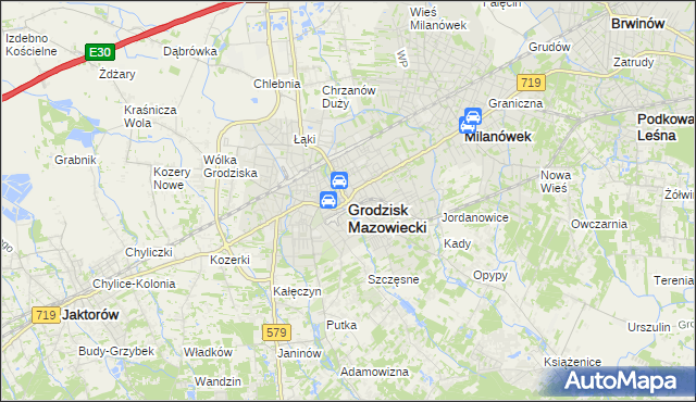mapa Grodzisk Mazowiecki, Grodzisk Mazowiecki na mapie Targeo