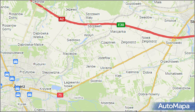 mapa Józefów gmina Zgierz, Józefów gmina Zgierz na mapie Targeo